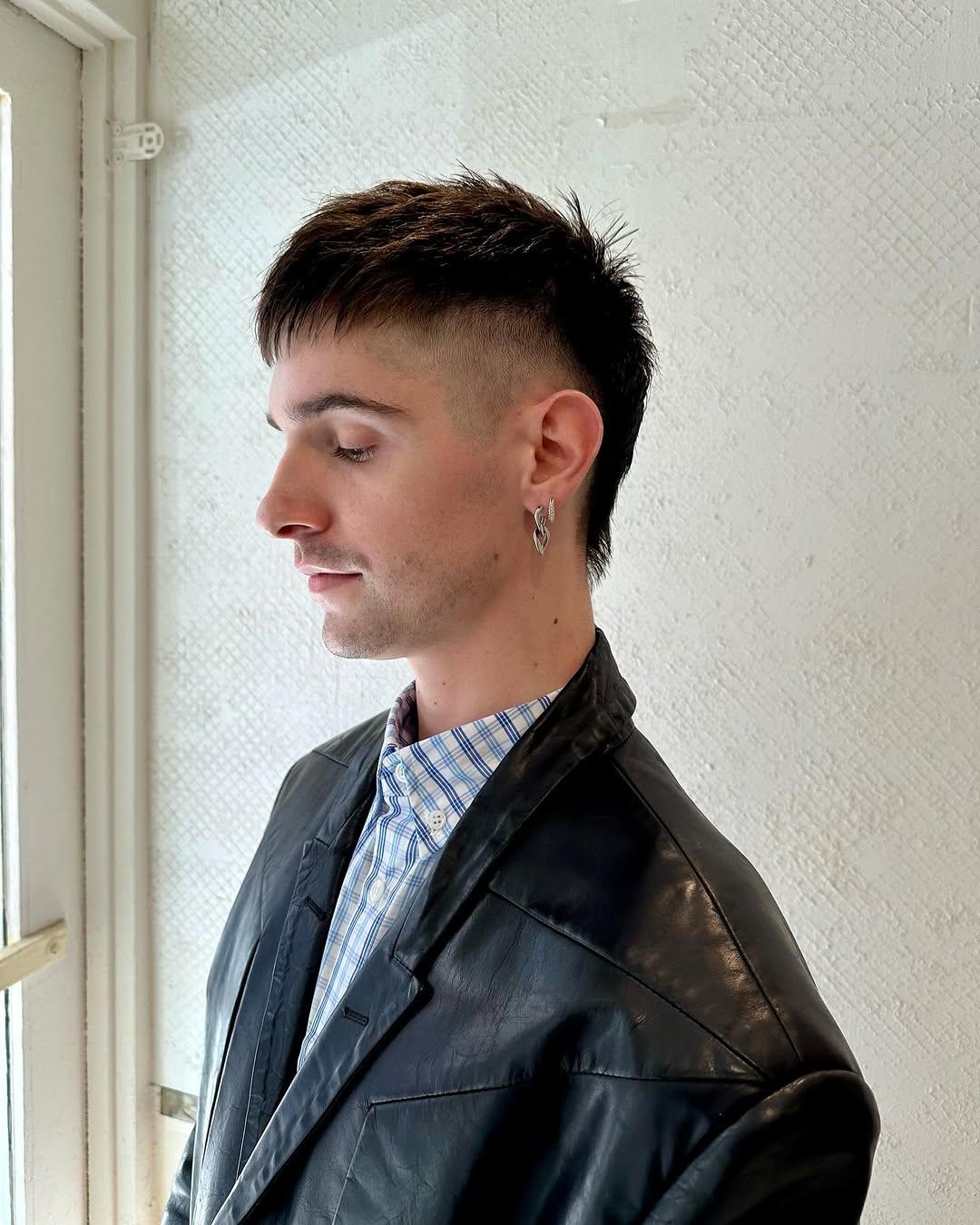 A burst fade with a textured top and sleek, tapered sides, creating a bold and contemporary look. 3