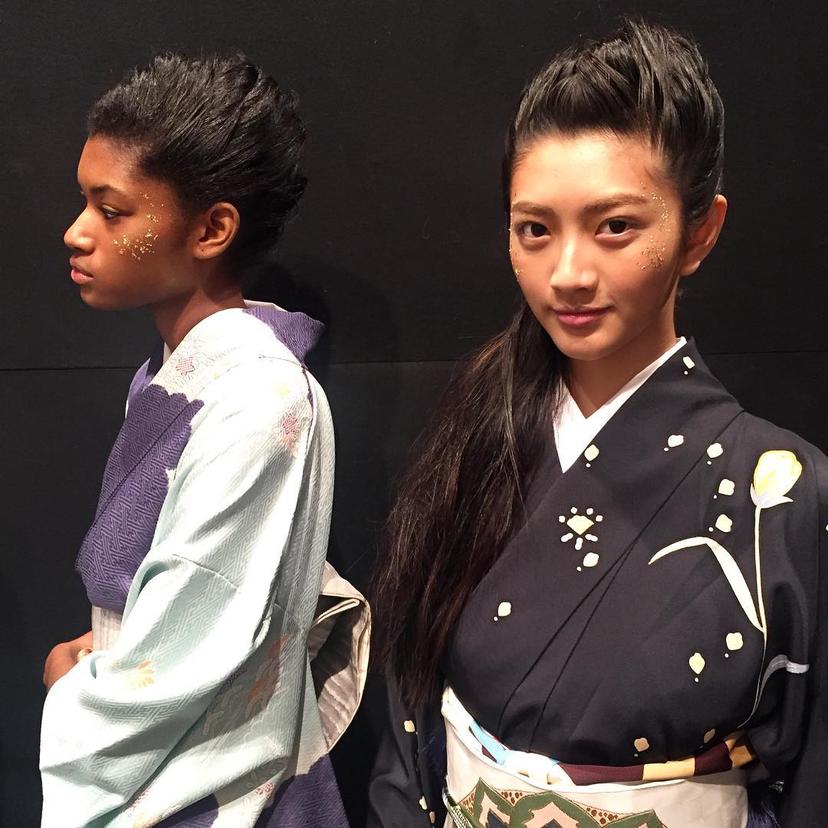 Intricate updo with sleek, straightened hair. Styling done by the Room hair team for the NYFW, Hiromiasai show. by roomsalonny