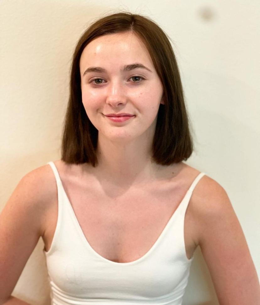 A classic blunt bob haircut with a straight, even length around the chin.